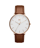 Mvmt Legacy Qtz Basic Slim White Round Dial Men'S Analog Watch|Light Brown Leather Material|Brown Color Band - 28000086-D