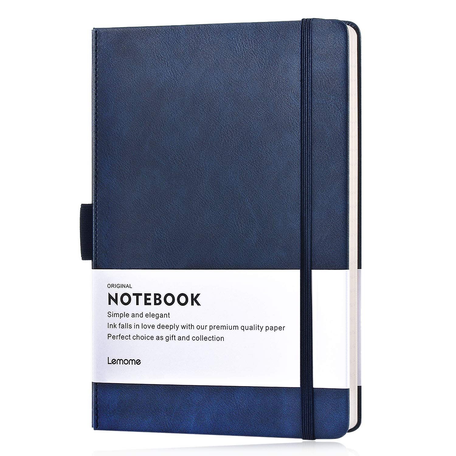 Thick Classic Notebook with Pen Loop - A5 College Ruled Hardcover Writing Notebook with Pocket + Page Dividers Gifts, Banded, La