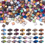 225Pcs Synthetic Hematite Seed Beads 6mm Electroplated Square Seed Beads Colorful 2 Hole Tile Beads for DIY Bracelet Earring Jew