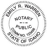 Round Notary Stamp for State of Idaho - Self Inking Stamp - Top Brand Unit with Bottom Locking Cover for Longer Lasting Stamp - 
