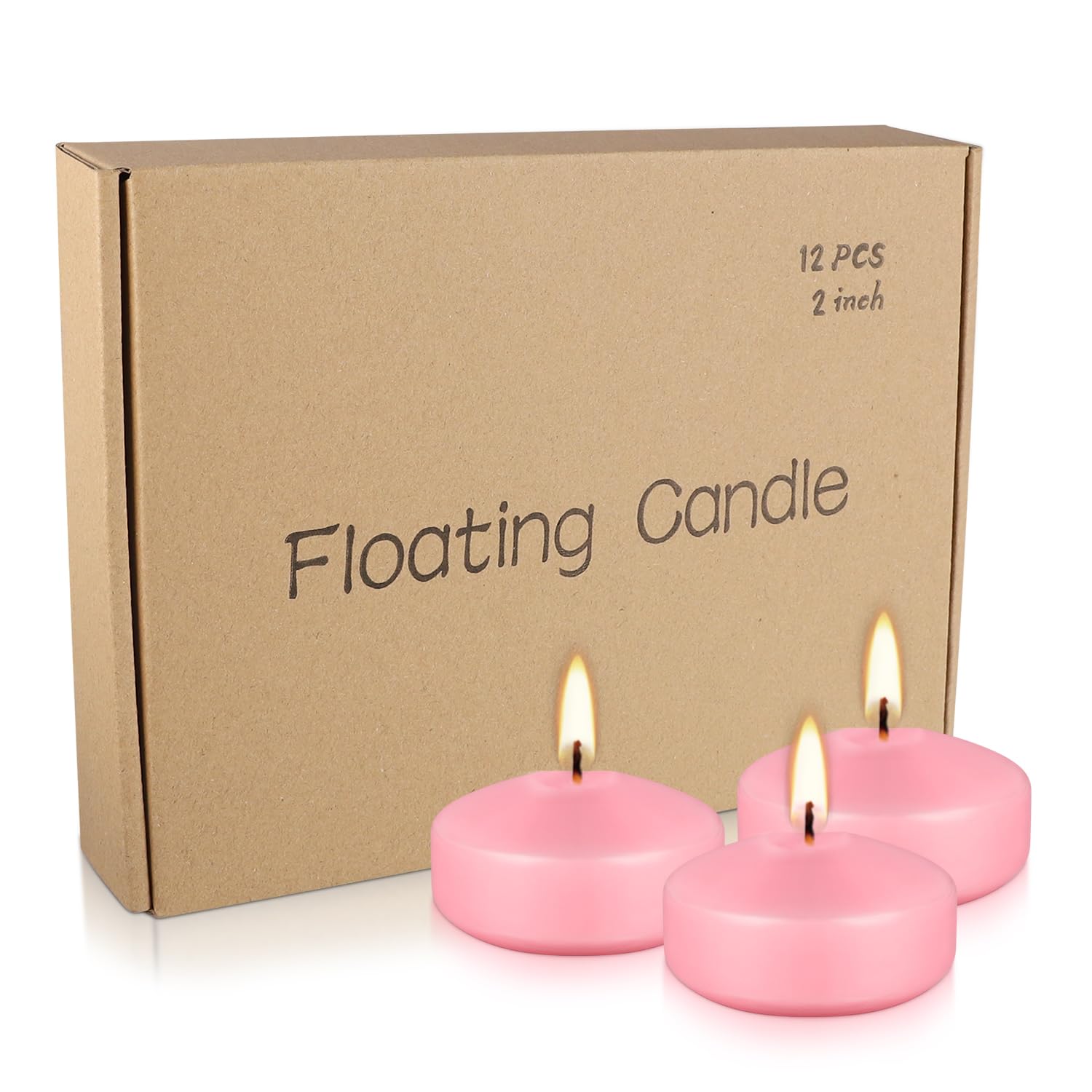 12-Pack 2-Inch Pink Floating Candles - Romantic Decor for Valentine's Day