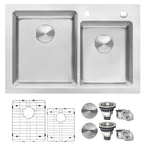 Ruvati 33 x 22 inch Drop-in Topmount Kitchen Sink - 16 Gauge Stainless Steel 60/40 Double Bowl Kitchen Sink with Brushed Finish 