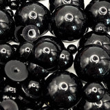 Sqqzuie 1500PCS 3-14mm Black Flatback Pearls, 150g Black Half-Round ABS Pearls for DIY Crafts, Nail Art, Jewelry Making