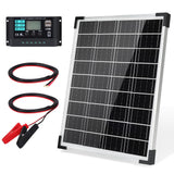 Solar Panel 20W 12V Monocrystalline Waterproof Solar Panel Kit with 10A Charger Controller for RV Trailer Car Rooftop Farm Batte