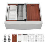 Sarlai 30 Farmhouse Sink Stainless Steel Double Bowl - 30 x 22 inch Apron Front Kitchen Sink Ledge Workstation Double Basin16 Ga