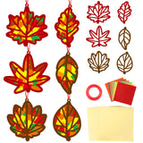 36 Set Fall Maple Leaves Suncatchers Crafts for Kids DIY Autumn Window Tissue Paper Crafts Kit Thanksgiving Maple Hanging Decor 