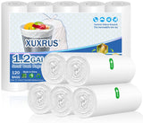 XUXRUS Small Trash Bags 1.2 Gallon - 5 Liter Waste Basket Trash Bags Bathroom Garbage Bags for Toilet,Office,120 Count,White
