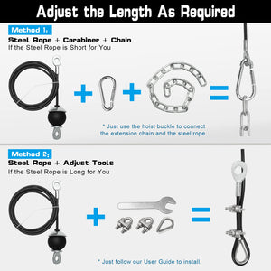 SERTT Weight Cable Pulley System Gym, Upgraded Cable Pulley Attachments for Gym LAT Pull Down, Biceps Curl, Tricep, Arm Workouts