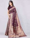 Sugathari Womens Banarasi Saree Pure Kanjivaram Silk Saree Soft New Ladies 2023 Design Wear Pattu Sarees Latest Cotton Party Sari Collections With Blouse Piece For Wedding Sadi (Pari 161 Purple)