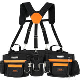 VEVOR Tool Belt with Suspenders, 29 Pockets, 29-54 inches Adjustable Waist Size, Tool Belts for Men, 600D Polyester Heavy Duty C