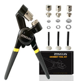 ZONGLAN Grommet Tool Kit, Eyelet Tool Multi-Purpose Handheld Manual Hole Punch Rivet Press Plier Crimper 3 Interchangeable Dies 