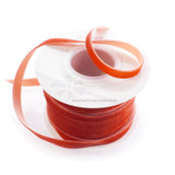 3/8 Velvet Ribbon - Narrow Single-Sided Craft Trim for Hair Bows, Sewing & Gift Wrapping - (Burnt Orange, 25 Yards)