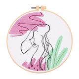 Ujeavette Embroidery Starter Kit Cross Stitch Needlework For Figure Art Wall Decor Pink Green
