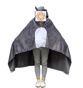 Anime Throw Blanket Flannel Fleece Blanket Cosplay Hooded Cloak Fluffy Shawl Wrap Nap Quilt (67''X35.5'', Gray)