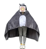 Anime Throw Blanket Flannel Fleece Blanket Cosplay Hooded Cloak Fluffy Shawl Wrap Nap Quilt (67''X35.5'', Gray)