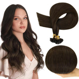 Full Shine K Tip Hair Extensions Human Hair Color 2 Darkest Brown Ktip Human Hair Extensions Remy Hair 18 Inch Keratin Fusion Ex