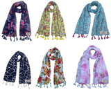 Fusfus WomenS Printed Chiffon Scarves And Stoles, Free Size(Multicolour, Fs2600) Pack Of 6 (Multicolor3)
