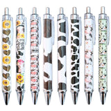 8PC Cow Pens Cute Farm Animals Black Ink Sunflower Heifer Moo Pattern Highland Cows Print Kawaii Stationery Set Journaling Schoo