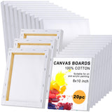Thenshop 20 Pcs Stretched Canvas for Painting 8 x 10 Inch Triple Primed Acid Free 100% Cotton White Blank Canvas for Painting Su