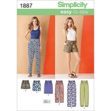 Simplicity US1887K5 Easy to Sew Womens Pants, Shorts, and Skirt Sewing Pattern Kit by Karen Z, Code 1887, Sizes 816