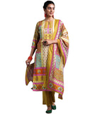 Libas Womens Printed Crepe Straight Kurta With Trousers And Dupatta