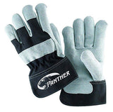 Galeton Panther Select Leather Palm Gloves Safety Cuff Black and Gray 12 Pack 2134, Medium (2134-M)