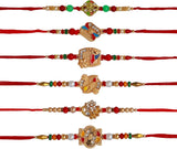 Store Indya Rakhi Set Of 6 For Brother, Bhai A Traditional Symbol Of Love, Blessings, And Togetherness (Design 2),Nylon,Multicolor