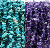 favoramulet 5-8mm Green Howlite Turquoise & Amethyst Tumbled Stone Chip Beads for Jewelry Making, Irregular Shaped Healing Cryst
