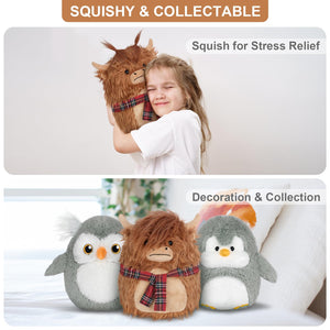 SuzziPals 14'' Highland Cow Stuffed Animals Plush Pillows, Scarf Scottish Highland Cattle Plushies, Soft Stuffed Cow Plush Toys