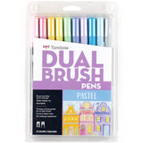 Tombow 56187 Dual Brush Pen Art Markers, Pastel, 10Pack. Blendable, Brush and Fine Tip Markers
