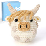 CrochetBox Crochet Kit for Beginners Adults - Polka Dot Highland Cow Starters Crochet Kit, Crocheting Kitting for Adults Kids, C