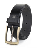 Sunshopping MenS Formal Genuine Leather Pin Buckle Black Belt (Jafa97Bl) (34, Black)