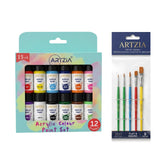 Acrylic Colors Set Of 12 (180Ml) With 5 Artist Brush Set