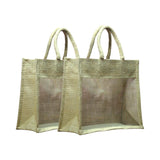 Anumala Jute World NaturalHamper Jute Gift Bag with Transparent PVC Window | Multipurpose EcoFriendly Bag with Zipper | Ideal f