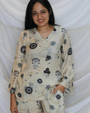 Anni Designer Women'S Cotton Blend Printed Ethnic Co-Ord Set (Hamrita Cream_Xl_Cream_X-Large),Cream,XL,,,