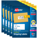 Avery Printable Shipping Labels with Sure Feed, 2 x 4 Customizable Stickers, White, 5,000 Blank Mailing Labels, Great for Mailin