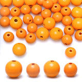 20mm, 16mm Orange Wood Beads - 60 Pieces, Round Wooden Beads for Craft, Farmhouse Decor
