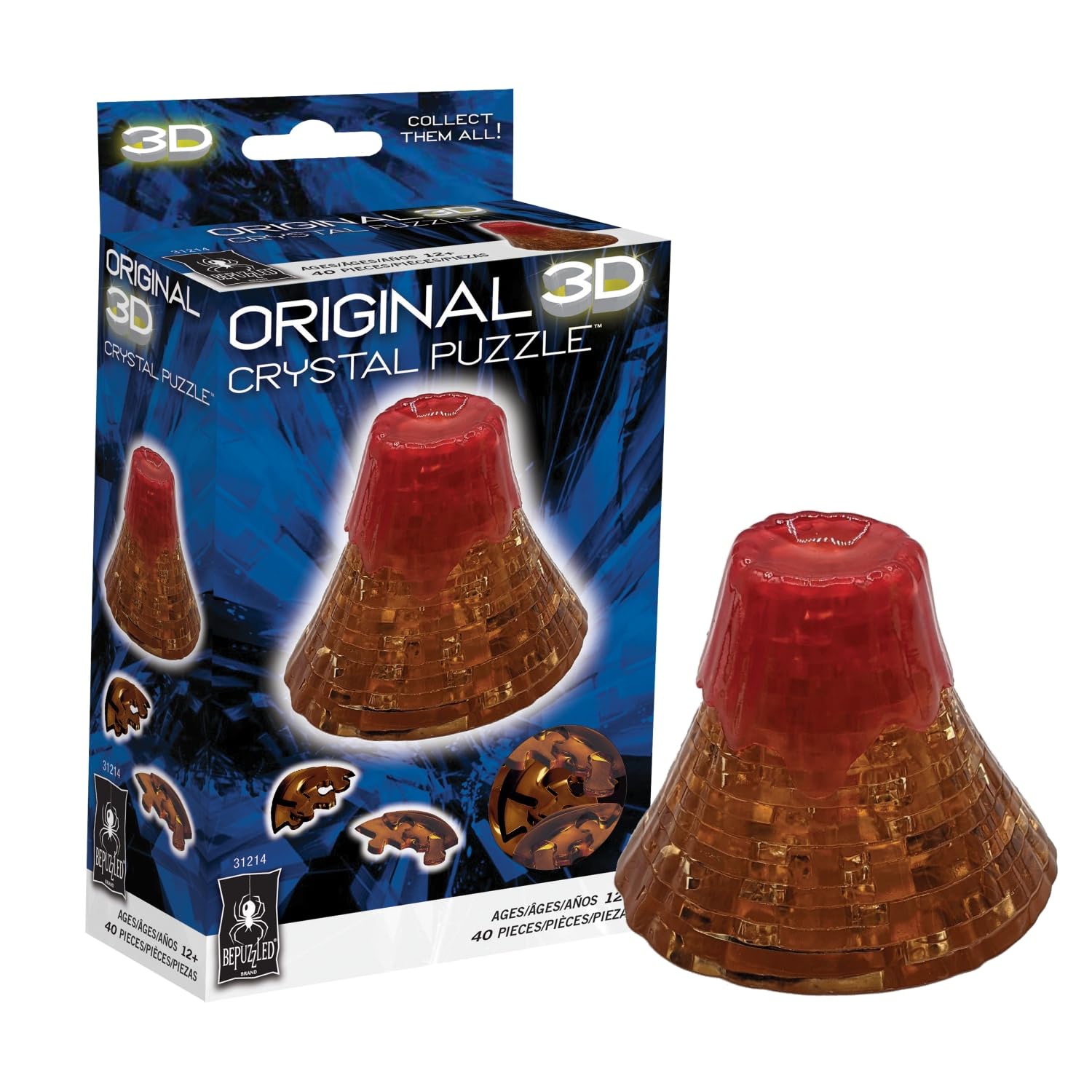 Bepuzzled | Volcano Original 3D Crystal Puzzle, Ages 12 And Up