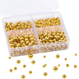 Song Xi 300pcs 304 Stainless Steel Round Mixed Gold Spacer Beads for Jewelry Making, Smooth Seamless Loose Ball Metal Beads for 
