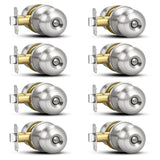 Plustool 8 Pack Brushed Nickel Door Knobs,Privacy Door Knob with Lock, Interior Doorknobs Silver, Keyless Door Locks Set for Bed