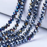 10 Strands Briolette Faceted Rondelle Glass Beads 4x3mm Black AB Color Opaque Glass Tiny Spacer Beads 1300pcs for Bracelets Jewe
