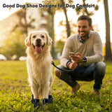 DOGOYS Dog Shoes, Outdoor Dog Boots Non-Slip Waterproof Dog Booties for Medium to Large Dogs 4Pcs for Winter Snowy Day, Summer H
