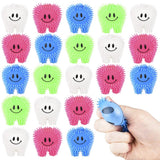 ArtCreativity Mini Tooth Puffers, Set of 24, Squeezy Toys for Kids with Soft Spikes, Sensory Fidget Toys for Stress Relief in As