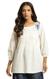 W For Woman W For Womanhite Embroidered Cotton Tunic Top with Beads