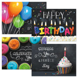 Bright on Black Birthday Greeting Cards - Set of 8 (4 designs) Large 5 x 7, Happy Birthday Cards with Sentiments Inside