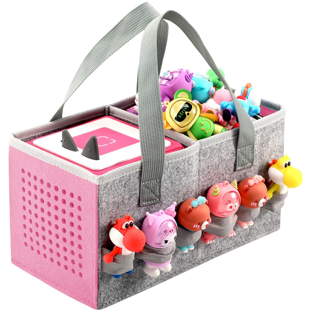 Carrying Case for Toniebox Starter Set and Tonies Figurines, Travel Felt Cloth Musical Toy Folding Bag for Toniebox Accessories 