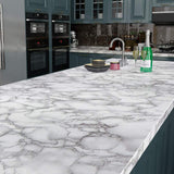 Livelynine 15.8x197 Countertop Contact Paper Waterproof White Grey Marble Counter Top Covers Peel and Stick Countertops Kitchen 