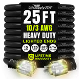 25ft Outdoor/Indoor Extension Cord 10/3 Gauge Ultra Heavy Duty 3 Prong SJTW, Waterproof, Flexible Cold-Resistant Long Power Cord