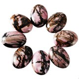 SUNYIK Rhodonite Stone Cabochons CAB Flatback for Jewelry Making,22x30mm,Pack of 10