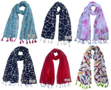 Fusfus WomenS Printed Chiffon Scarves And Stoles, Free Size(Multicolour, Fs1820) Pack Of 6 (Multicolor4)